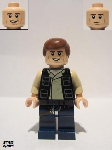 lego 2014 mini figurine sw0539 Han Solo Dark Blue Legs<br/>Vest with Pockets 