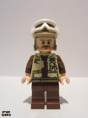 lego 2017 mini figurine sw0804 Rebel Trooper Goggles, Dark Tan Helmet, Brown Beard 