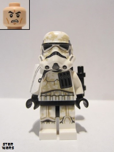 lego 2018 mini figurine sw0894 Sandtrooper (Sergeant) White Pauldron, Ammo Pouch, Dirt Stains, Survival Backpack 