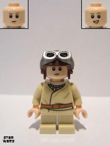 lego 2019 mini figurine sw1001 Anakin Skywalker Short Legs, Reddish Brown Aviator Cap 