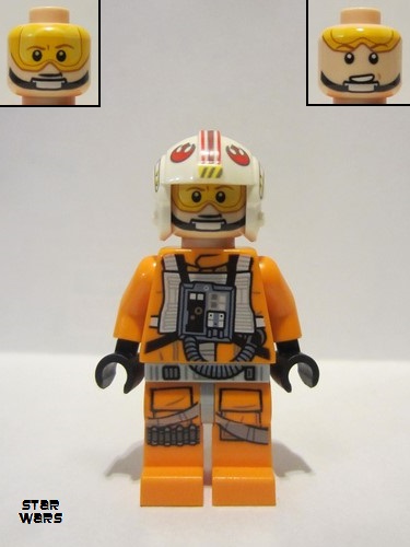 lego 2021 mini figurine sw1139 Luke Skywalker Pilot, Printed Legs, Visor Up / Down, Askew Front Panel 