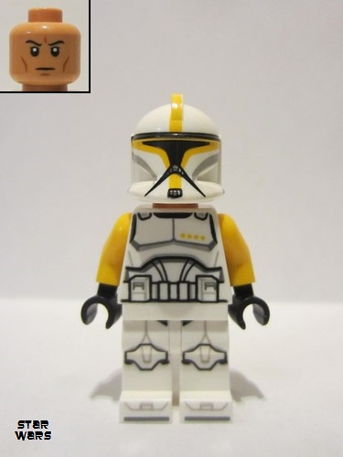 lego 2021 mini figurine sw1146 Clone Trooper Commander Bright Light Orange Markings 