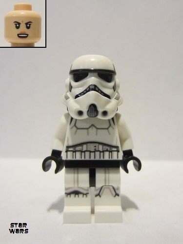 lego 2021 mini figurine sw1168 Imperial Stormtrooper Female, Dual Molded Helmet with Gray Squares on Back, Light Nougat Head, Angry Smile 