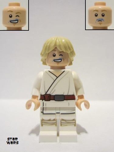 lego 2022 mini figurine sw1198 Luke Skywalker Tatooine, Wink, Blue Milk on Mouth 