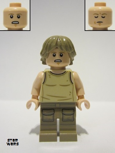 lego 2022 mini figurine sw1199 Luke Skywalker Dagobah, Tan Tank Top 