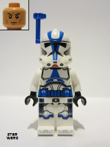 lego 2023 mini figurine sw1246 Clone Trooper Officer, 501st Legion Phase 2 - Nougat Head, White Arms, Blue Rangefinder 