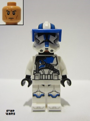 lego 2023 mini figurine sw1247 Clone Heavy Trooper, 501st Legion Phase 2 - Nougat Head, White Arms, Blue Visor 