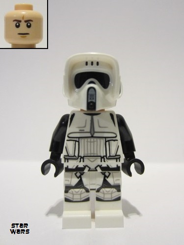 lego 2023 mini figurine sw1265 Imperial Scout Trooper Male, Dual Molded Helmet, Light Nougat Head, Dark Brown Eyebrows, Frown 