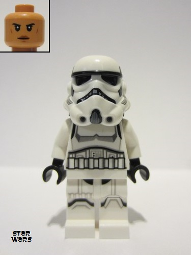 lego 2023 mini figurine sw1275 Imperial Stormtrooper Female, Dual Molded Helmet with Gray Squares on Back, Shoulder Belts, Nougat Head, Frown 