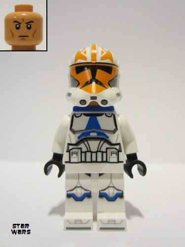 lego 2023 mini figurine sw1276 Clone Trooper, 501st Legion 332nd Company (Phase 2) - Helmet with Holes and Togruta Markings, Blue Jetpack 