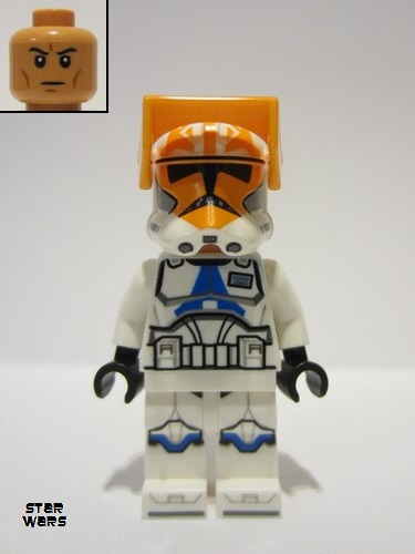 lego 2023 mini figurine sw1277 Clone Captain Vaughn, 501st Legion 332nd Company (Phase 2) - Helmet with Holes and Togruta Markings, Orange Visor 