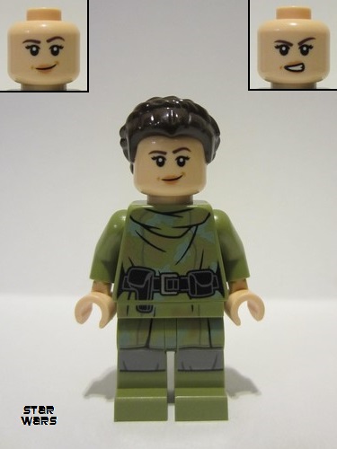 lego 2023 mini figurine sw1296 Princess Leia Olive Green Endor Outfit, Hair 