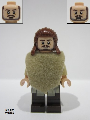 lego 2024 mini figurine sw1334b Qui-Gon Jinn Dark Brown Legs, Poncho, Dark Brown Beard 