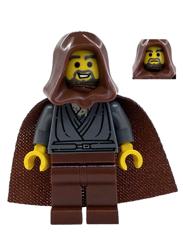 lego 2024 mini figurine sw1379 Jedi Bob Dark Bluish Gray Tunic, Reddish Brown Hood and Cape 