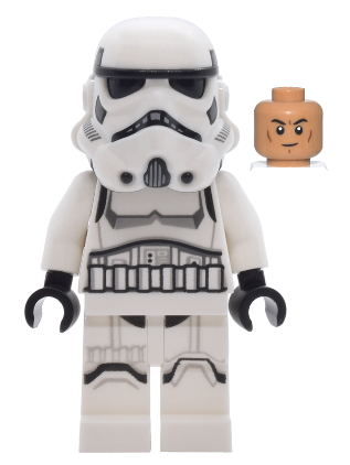 lego 2025 mini figurine sw1455 Imperial Stormtrooper Male, Dual Molded Helmet with Light Bluish Gray Panels on Back, Shoulder Belts, Medium Nougat Head 