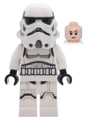 lego 2025 mini figurine sw1456 Imperial Stormtrooper Female, Dual Molded Helmet with Light Bluish Gray Panels on Back, Shoulder Belts, Light Nougat Head 