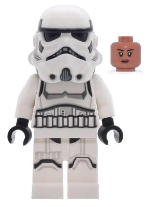 lego 2025 mini figurine sw1464 Imperial Stormtrooper Female, Dual Molded Helmet with Light Bluish Gray Panels on Back, Shoulder Belts, Sienna Head 