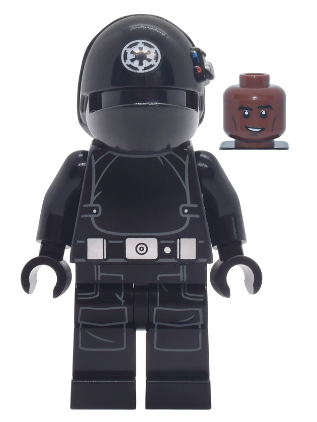 lego 2025 mini figurine sw1474 Imperial Gunner Helmet with White Imperial Logo, Reddish Brown Head 