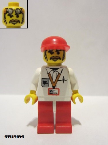 lego 2001 mini figurine cc4058 Cameraman Red Legs, Red Cap 