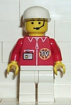 lego 2001 mini figurine cc4063 Cameraman 2 With TV logo 
