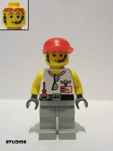 lego 2001 mini figurine wc4060 Grip With Light Gray Legs, Red Cap 