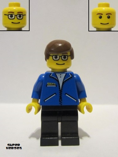 lego 2002 mini figurine spd002 Peter Parker 1 Jacket Blue, Black Legs, Brown Male Hair 