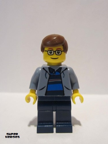 lego 2003 mini figurine spd007 Peter Parker 2 Sand Blue Jacket, Dark Blue Legs, Brown Male Hair 
