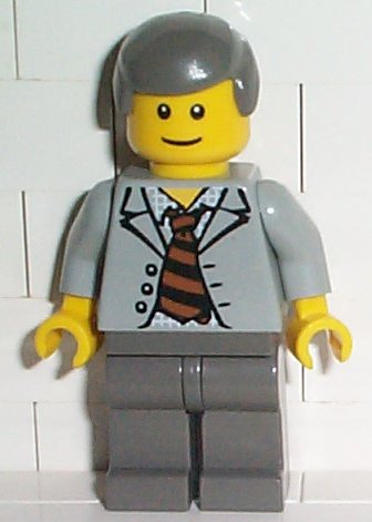 lego 2003 mini figurine spd010 Scientist With Open Jacket, Black and Brown Stripe Tie and Plaid Shirt 