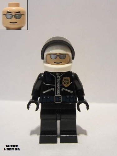 lego 2004 mini figurine spd003 Police - Highway Patrolman Black Shirt w/Badge and Radio, Black Legs, White Helmet 