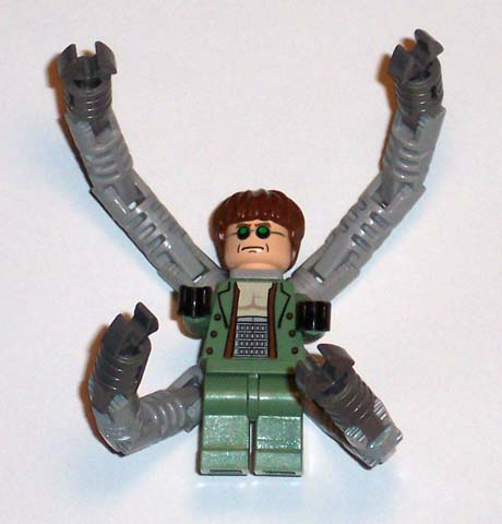 lego 2004 mini figurine spd026 Dr. Octopus / Doc Ock Sand Green Jacket, Sand Green Legs, Thin Smirk - With Arms 