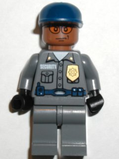 lego 2004 mini figurine spd029 Security Guard Dark Bluish Gray Shirt w/Badge and Radio, Dark Bluish Gray Legs 