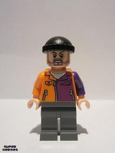 lego 2012 mini figurine sh021 Two-Face's Henchman Orange and Purple - Beard Orange et Violet - Barbe