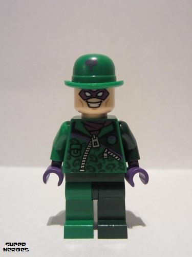 lego 2014 mini figurine sh088 The Riddler Green and Dark Green Zipper Outfit 