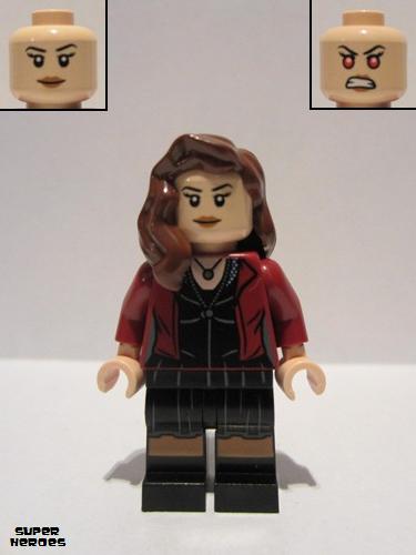 lego 2015 mini figurine sh0174 The Scarlet Witch Wanda Maximoff - Printed Black Legs, Reddish Brown Hair 