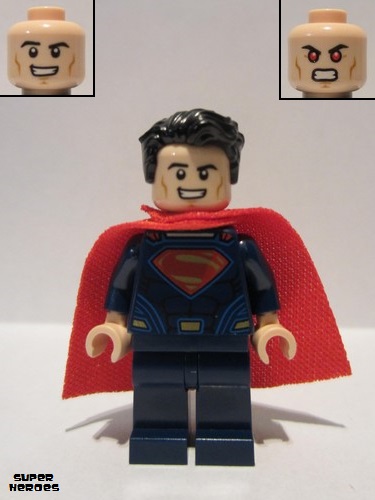 lego 2016 mini figurine sh0219 Superman Dark Blue Suit, Tousled Hair 