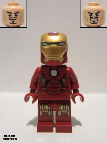 lego 2016 mini figurine sh0231 Iron Man With Circle on Chest(Identique à sh036 mais sans Trans-Light Blue Brick, Round 1 x 1 Open Stud) 