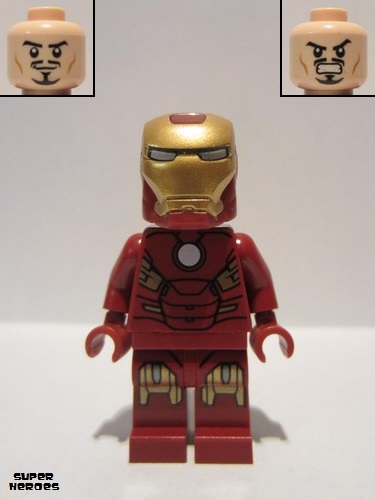 lego 2016 mini figurine sh231 Iron Man With Circle on Chest(Identique à sh036 mais sans Trans-Light Blue Brick, Round 1 x 1 Open Stud) 