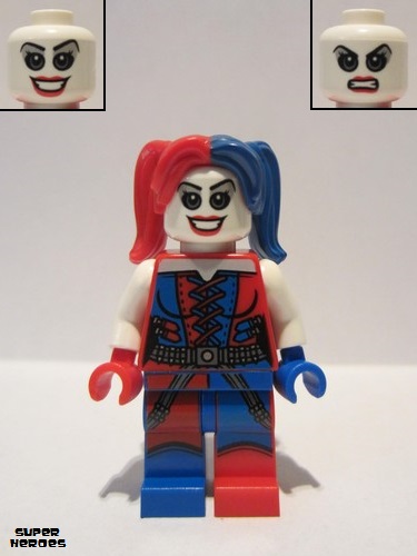 lego 2016 mini figurine sh260 Harley Quinn Blue and Red Hands and Pigtails 
