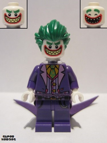 lego 2017 mini figurine sh0353 The Joker Long Coattails, Smile with Pointed Teeth Grin, Neck Bracket 