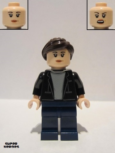 lego 2019 mini figurine sh0601 Maria Hill Black Jacket, Light Bluish Gray Shirt, Dark Blue Legs 