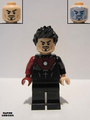 lego 2019 mini figurine sh584 Tony Stark Black Iron Man Suit with Dark Red Right Arm 