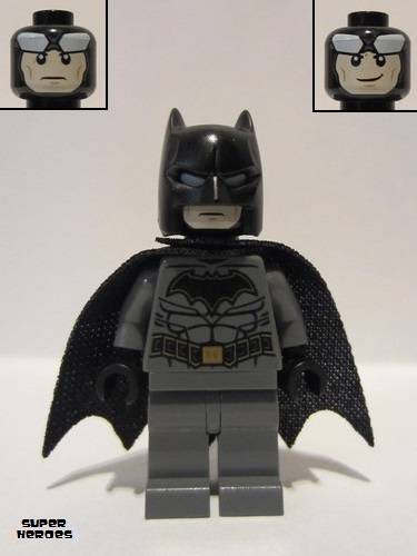 lego 2020 mini figurine sh0589a Batman Dark Bluish Gray Suit with Gold Outline Belt and Crest, Mask and Cape (Type 3 Cowl, Spongy Cape) 