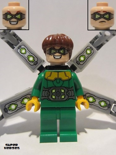 lego 2020 mini figurine sh616s Dr. Octopus / Doc Ock Green Outfit with Arms without Stickers 