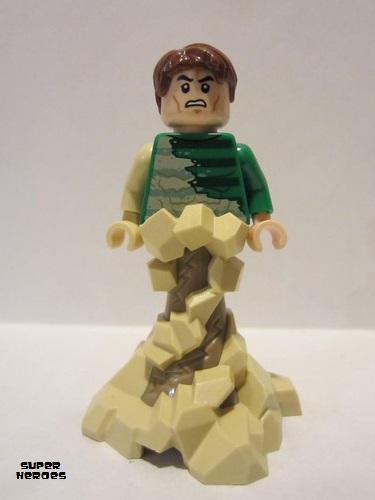 sh685 Green Outfit Lego Figure Sandman Tan Sand Form with Swirling Base