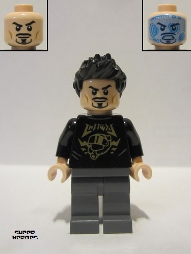 lego 2021 mini figurine sh747 Tony Stark Black Top with Gold Pattern 