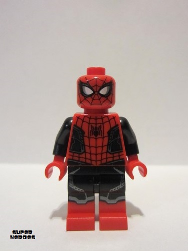 lego 2021 mini figurine sh782 Spider-Man Black and Red Suit, Small Black Spider, Silver Trim (Upgraded Suit) 