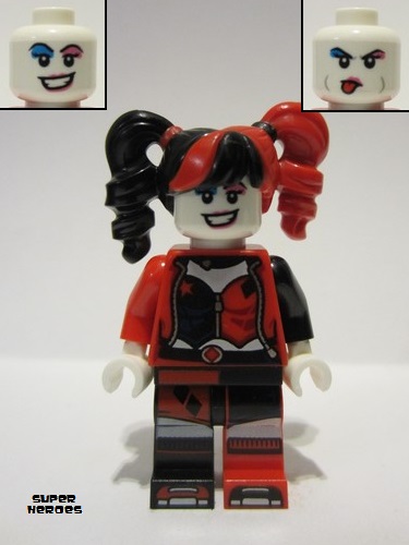 lego 2022 mini figurine sh838 Harley Quinn Pigtails, Dark Azure and Dark Pink Eye Shadow 