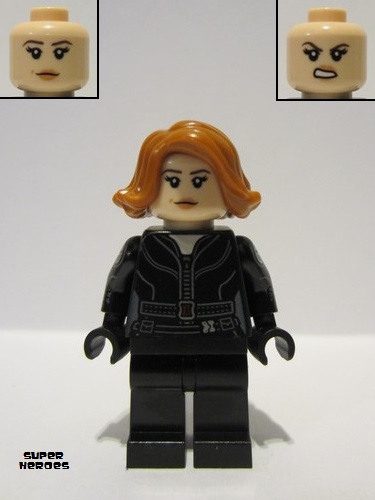 lego 2023 mini figurine sh851 Black Widow Black Jumpsuit, Dark Orange Short Hair, Plain Legs, Printed Arms 