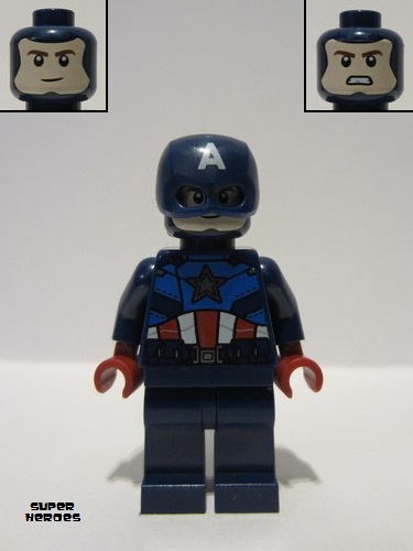 lego 2023 mini figurine sh852 Captain America Dark Blue Suit, Dark Blue Head, Dark Red Hands, Helmet 