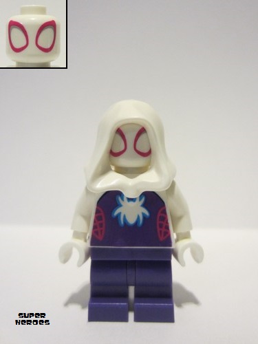 lego 2023 mini figurine sh868 Ghost-Spider Medium Legs, White Hood, White Spider Logo 